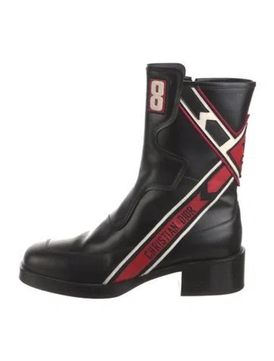 Pre-owned Dior Leather Moto Boots In Black