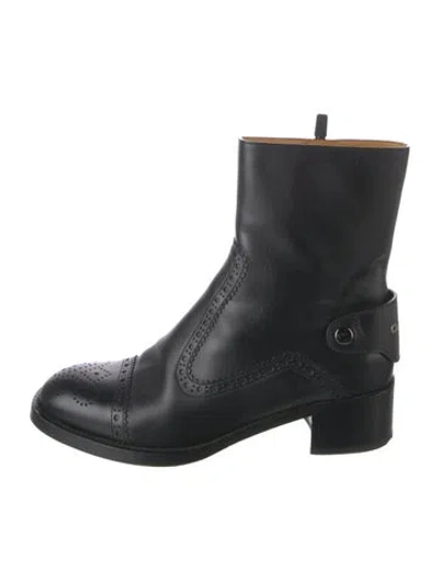 Pre-owned Dior Leather Moto Boots In Black