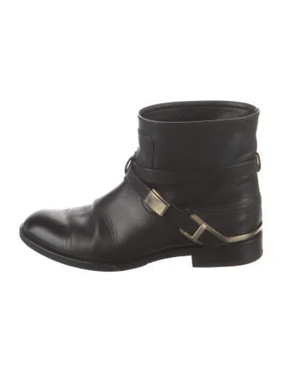 Pre-owned Dior Leather Moto Boots In Black