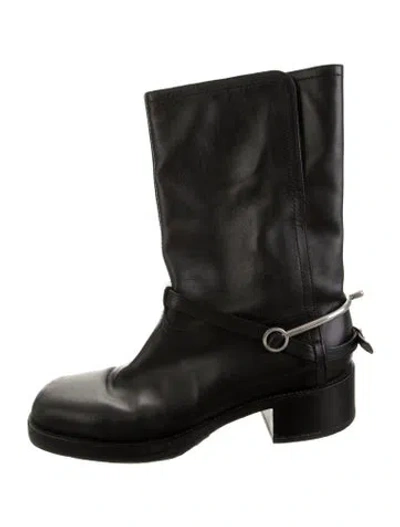 Pre-owned Dior Leather Moto Boots In Black
