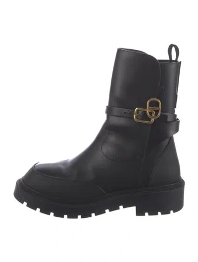 Pre-owned Dior Leather Moto Boots In Blue
