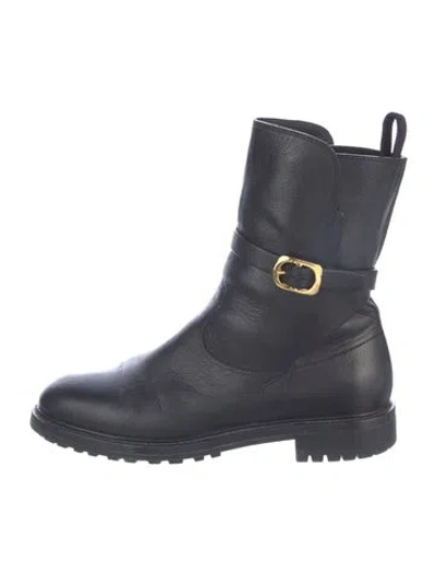 Pre-owned Dior Leather Moto Boots In Blue