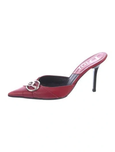 Pre-owned Dior Leather Mules In Red