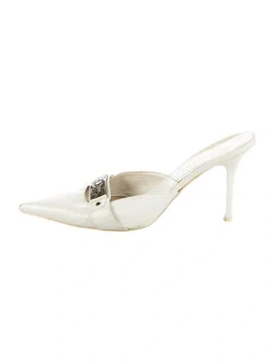 Pre-owned Dior Leather Mules In White