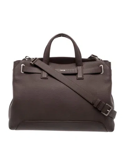 Pre-owned Dior Leather Normandie Tote Bag 2024 In Brown