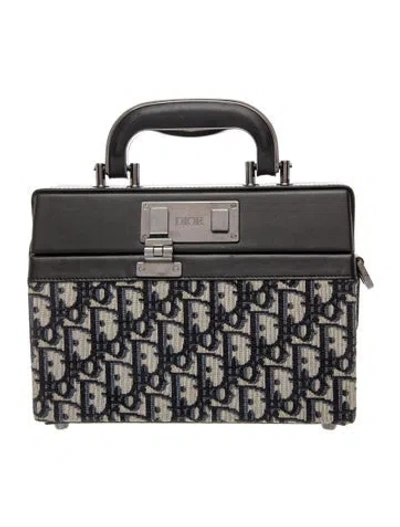 Pre-owned Dior Leather Oblique Hard Case Bag In Gray