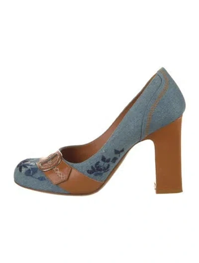 Pre-owned Dior Leather Patterned Pumps In Blue