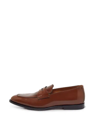 Pre-owned Dior Leather Penny-strap Loafers In Brown