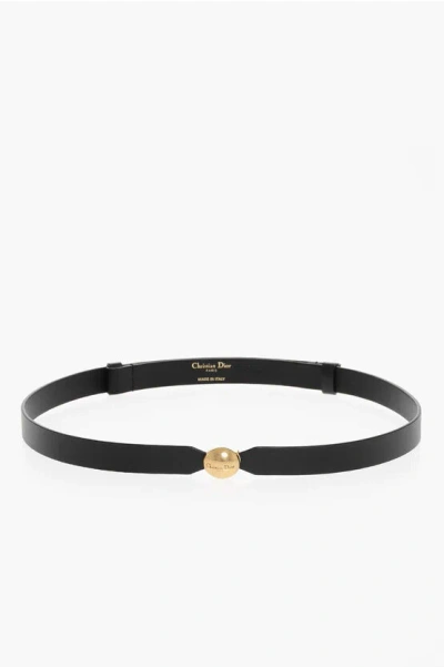 Dior Leather Pepite Slim Belt 20mm Grösse M