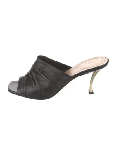 Pre-owned Dior Leather Pleated Accents Mules In Black