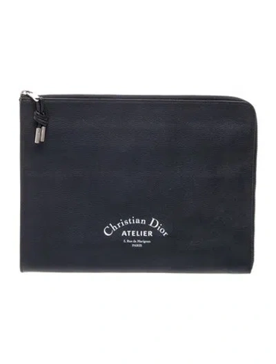 Pre-owned Dior Leather Portfolio In Blue