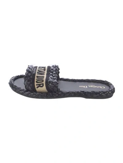 Pre-owned Dior Leather Printed Slides In Black