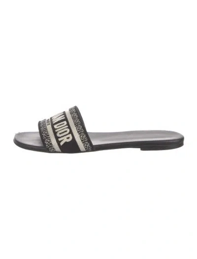 Pre-owned Dior Leather Printed Slides In Blue