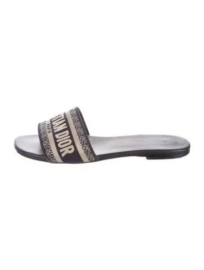 Pre-owned Dior Leather Printed Slides In Blue