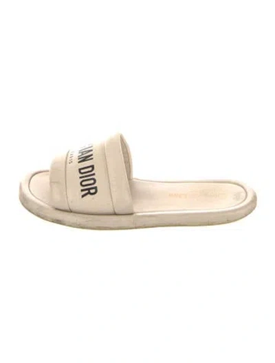 Pre-owned Dior Leather Printed Slides In Neutral