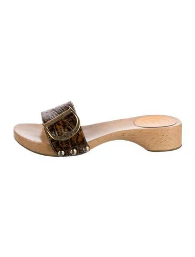 Pre-owned Dior Leather Printed Slides In Neutral