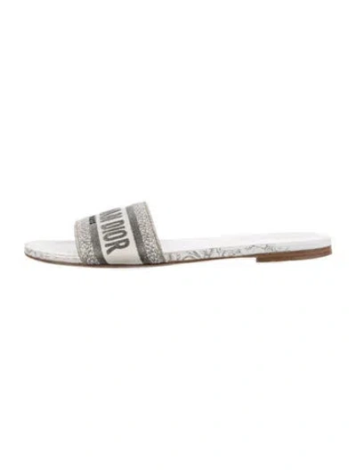 Pre-owned Dior Leather Printed Slides In Silver