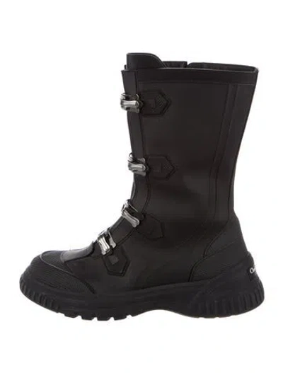 Pre-owned Dior Leather Rain Boots In Black