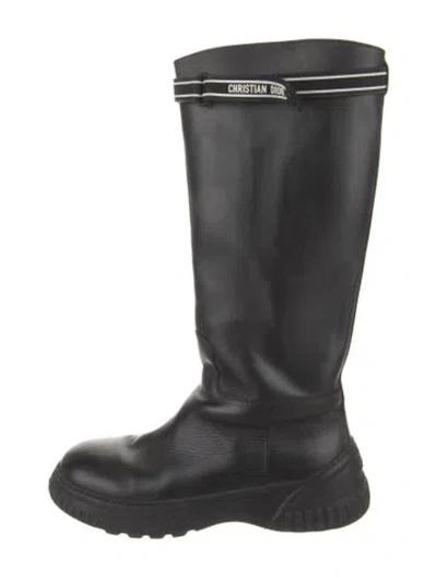 Pre-owned Dior Leather Rain Boots In Black