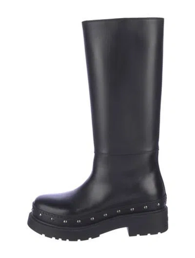 Pre-owned Dior Leather Rain Boots In Black