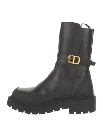 Pre-owned Dior Leather Rain Boots In Black