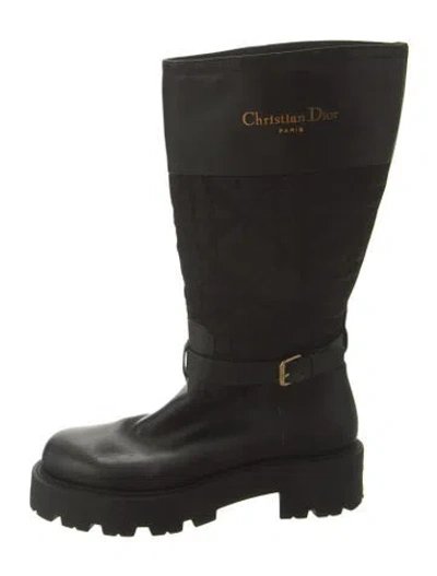 Pre-owned Dior Leather Rain Boots In Black