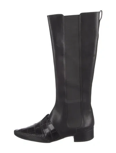 Pre-owned Dior Leather Riding Boots In Black