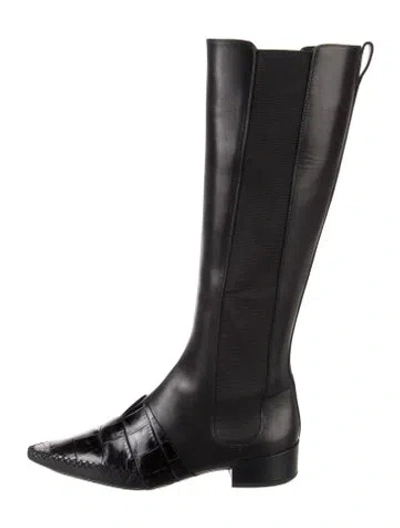 Pre-owned Dior Leather Riding Boots In Black