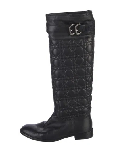 Pre-owned Dior Leather Riding Boots In Black