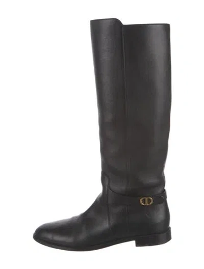 Pre-owned Dior Leather Riding Boots In Black