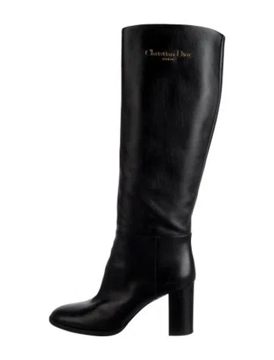 Pre-owned Dior Leather Riding Boots In Black