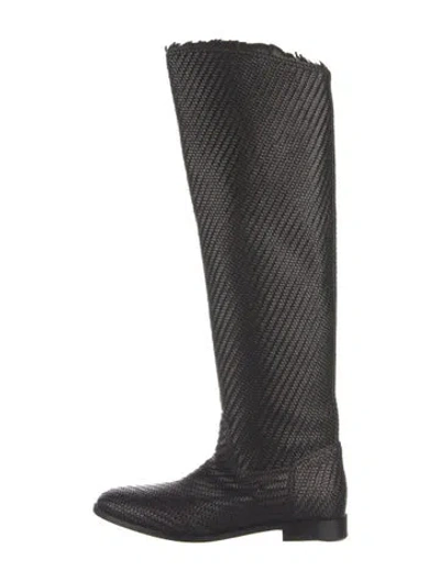 Pre-owned Dior Leather Riding Boots In Black