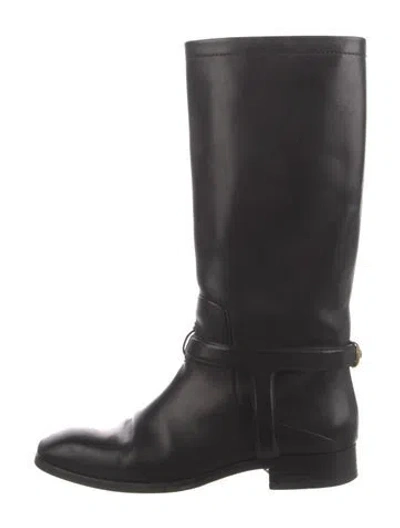 Pre-owned Dior Leather Riding Boots In Black
