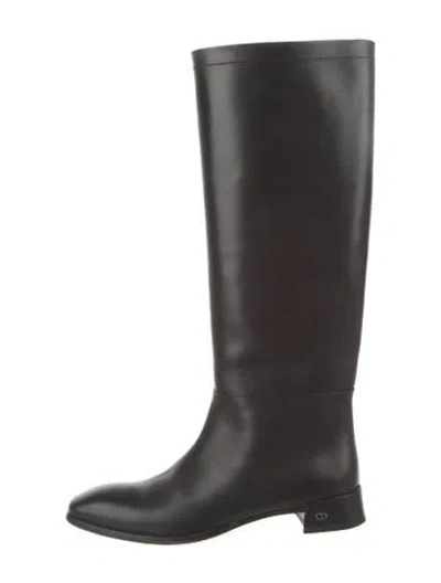Pre-owned Dior Leather Riding Boots In Black