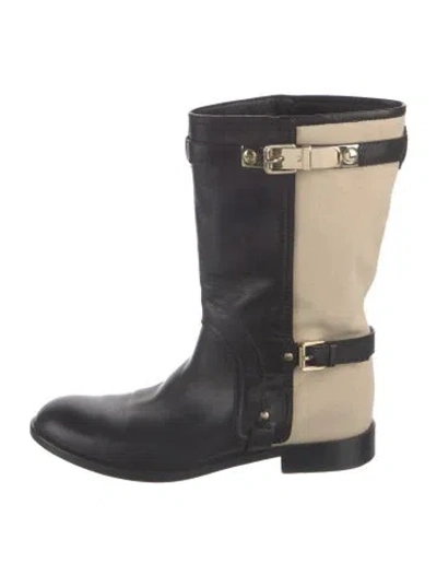 Pre-owned Dior Leather Riding Boots In Black