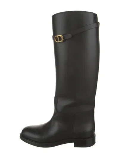 Pre-owned Dior Leather Riding Boots In Black