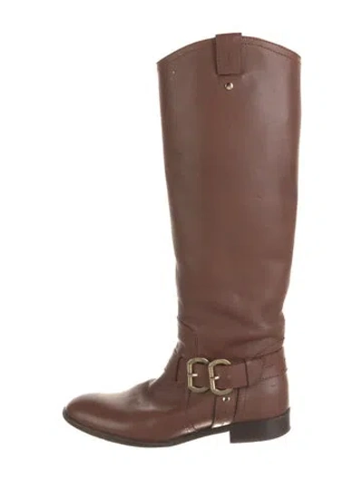 Pre-owned Dior Leather Riding Boots In Brown