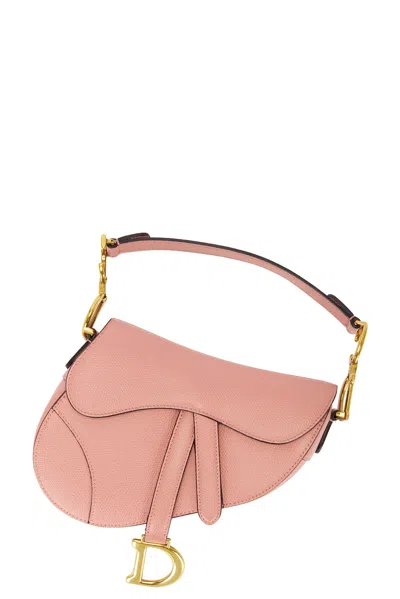 Dior Leather Saddle Bag In Pink