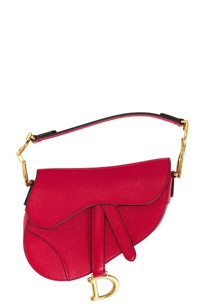 Dior Leather Saddle Bag In Red