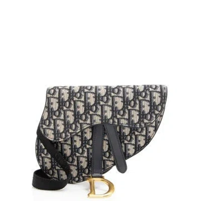 Pre-owned Dior Leather Saddle Belt Bag In Blue