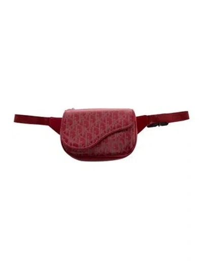 Pre-owned Dior Leather Saddle Belt Bag In Red