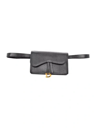 Pre-owned Dior Leather Saddle In Black