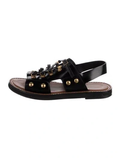 Pre-owned Dior Leather Sandals In Black