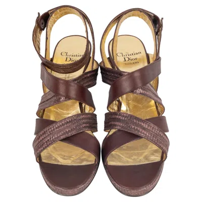Pre-owned Dior Leather Sandals In Brown
