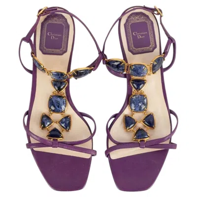 Pre-owned Dior Leather Sandals In Gray
