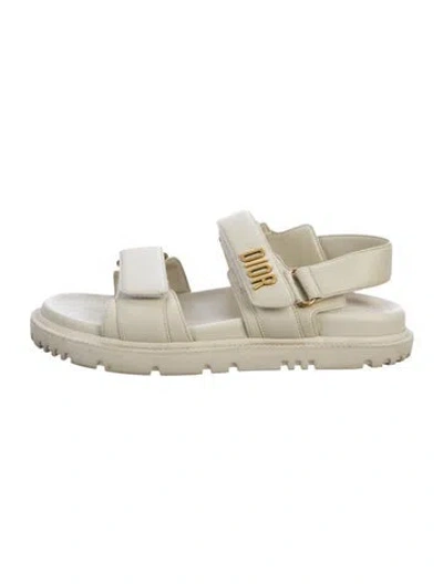 Pre-owned Dior Leather Sandals In Neutrals