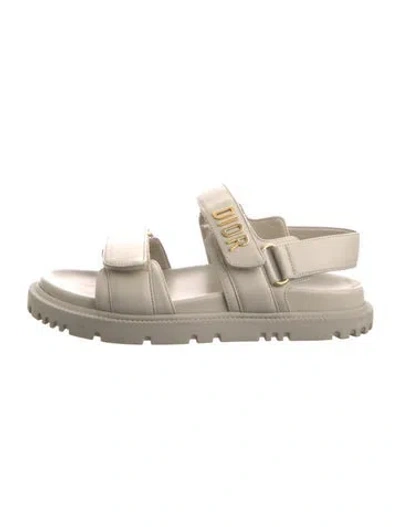 Pre-owned Dior Leather Sandals In Neutrals