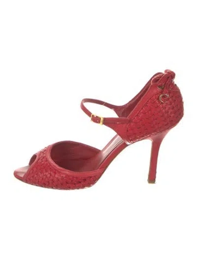 Pre-owned Dior Leather Sandals In Red