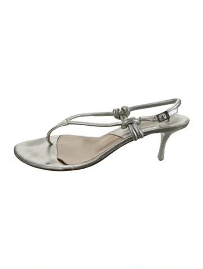 Pre-owned Dior Leather Sandals In Silver