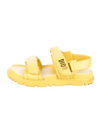 Pre-owned Dior Leather Sandals In Yellow
